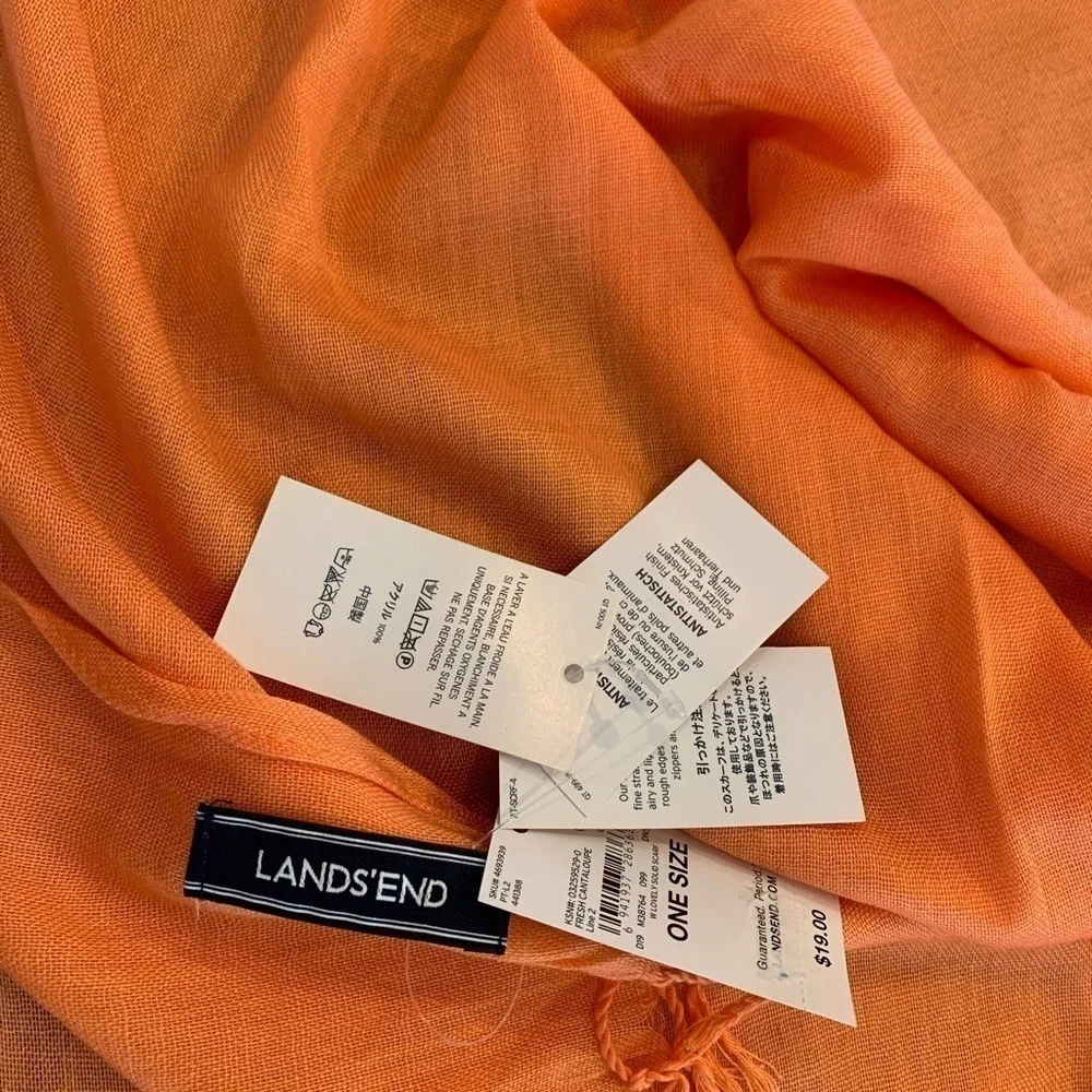 Lands End Scarf anti static color is fresh cantaloupe. One size NWT. Spring